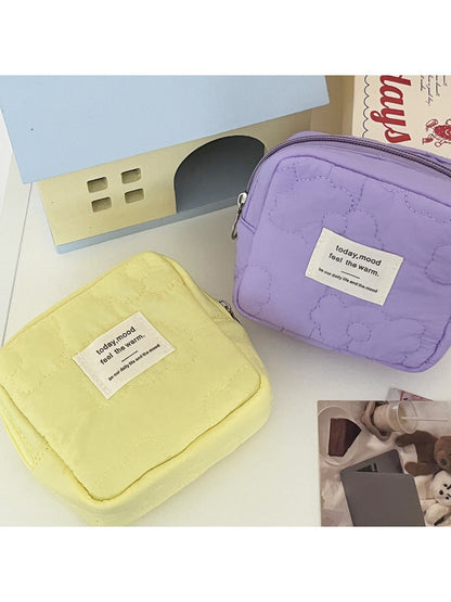 Cosbai - Quilted Floral Candy Color Coin Pouch