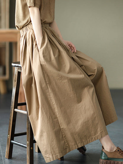 Vintage Casual Loose Ramie Cotton Wide Leg Pants