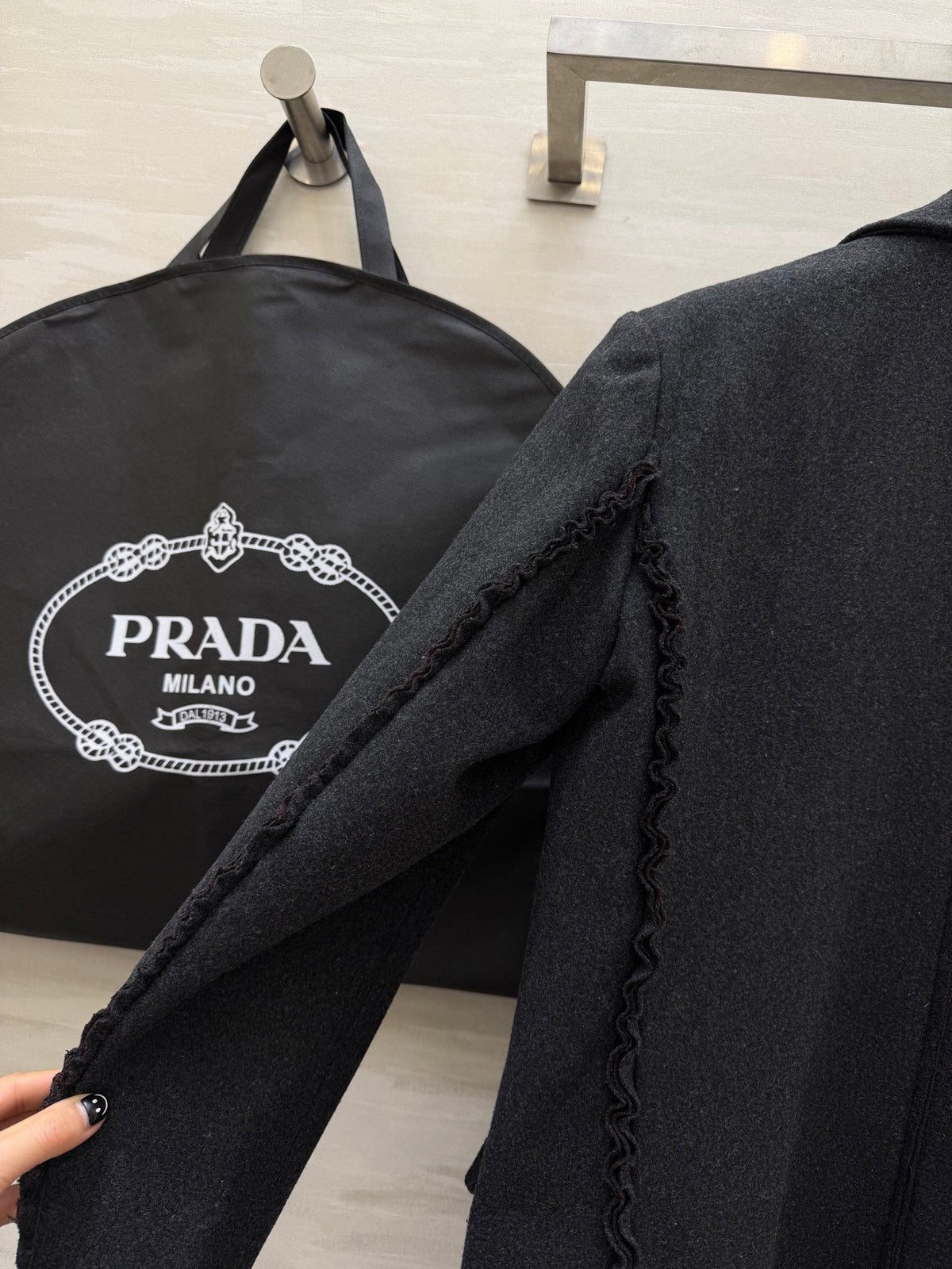 Prada 26s Blazer Dark Grey Wool Blend Fabric 855443