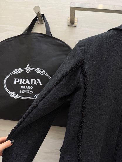 Prada 26s Blazer Dark Grey Wool Blend Fabric 855443