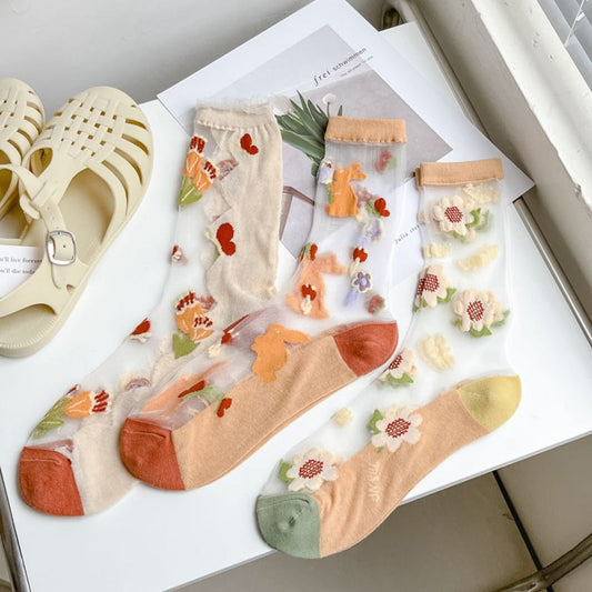 Rufia - Floral &amp; Animal Patterned Mid-Calf Socks