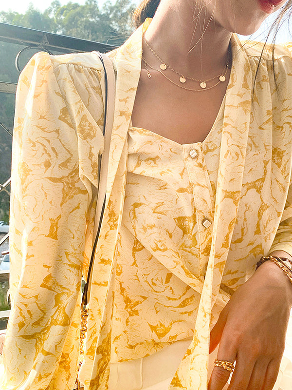 Loose Wrap Bandage Flower Print Blouses&Shirts Tops