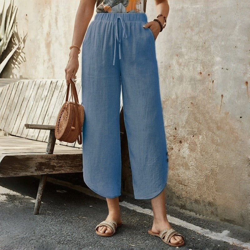 Cropped Cargo Pants With Drawstring