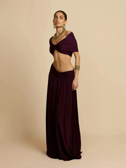 Bellamy Top And Skirt Set In Plum