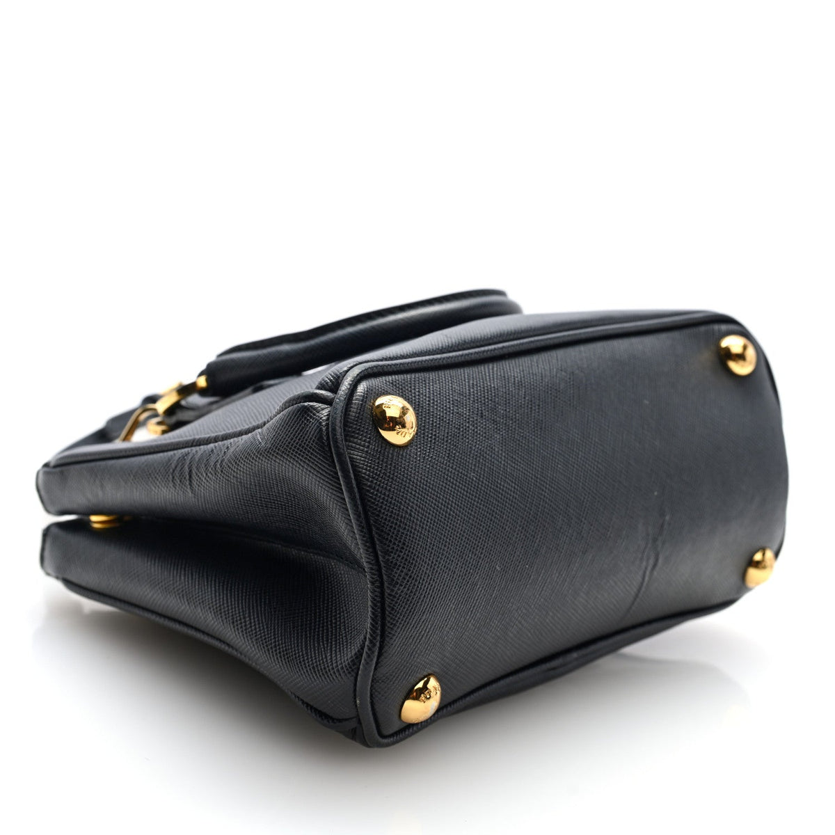 Saffiano Micro Galleria Double Zip Tote Black