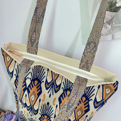Cosbai - Atlas Print knit Shoulder Bag - Spacious &amp; Vintage