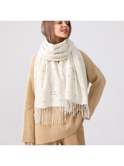 Sscarvii - Polka Dots Tassel Winter Scarf