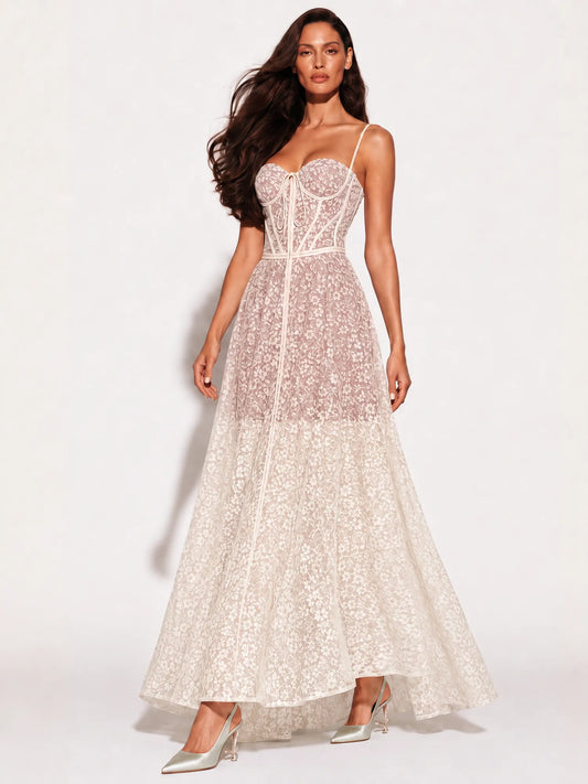 Gabrielle Waist-Cinching Floral Camisole Maxi Dress