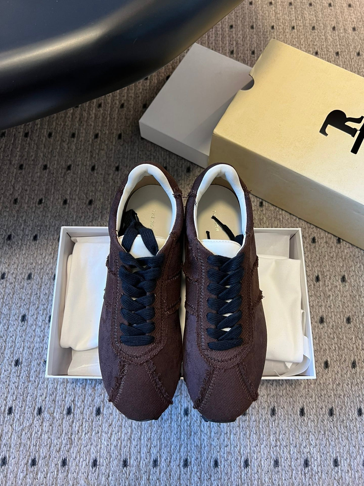 The Row 2025 Smiley Face Sneaker Gray Suede 561650