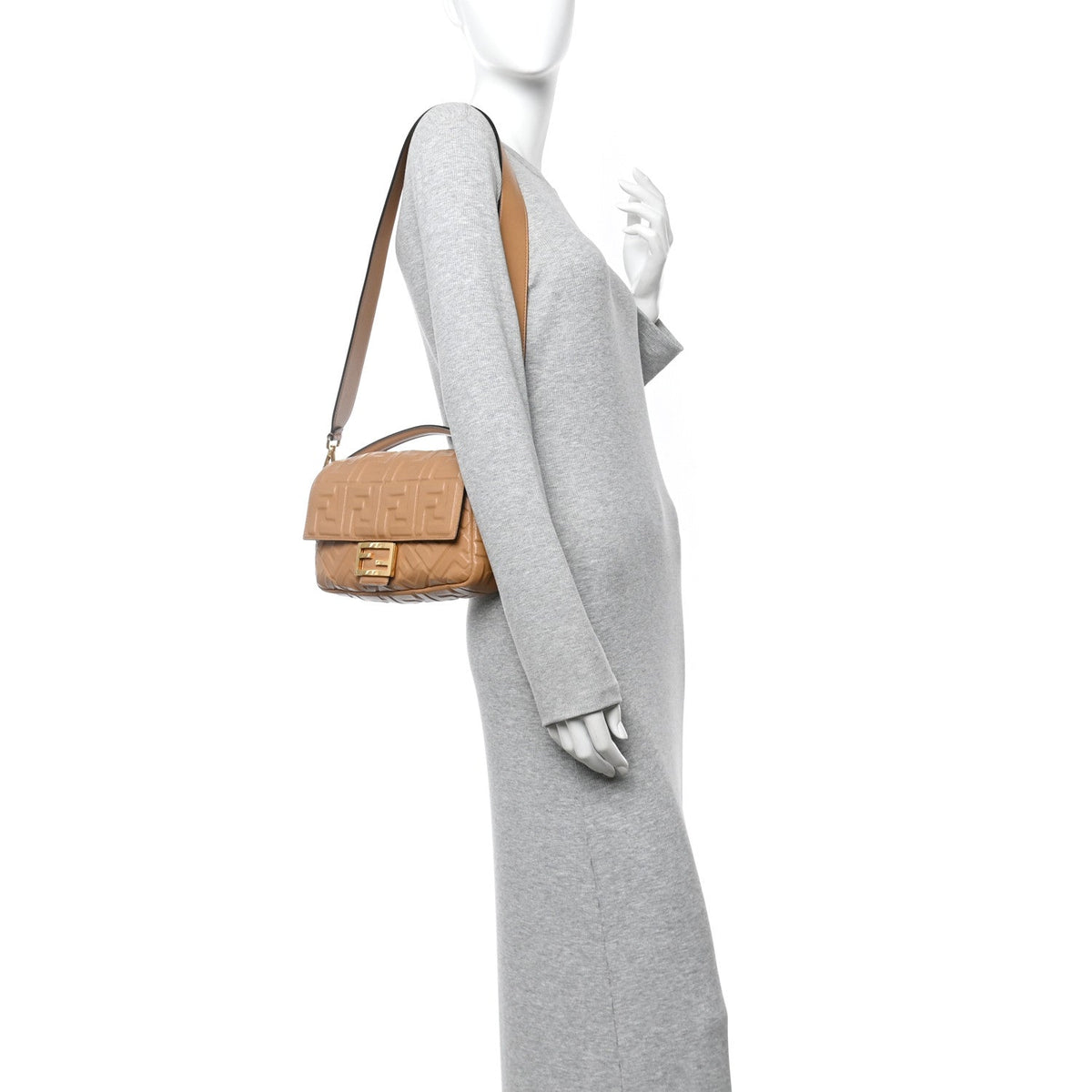 Nappa FF 1974 Embossed Baguette Miele Scuro