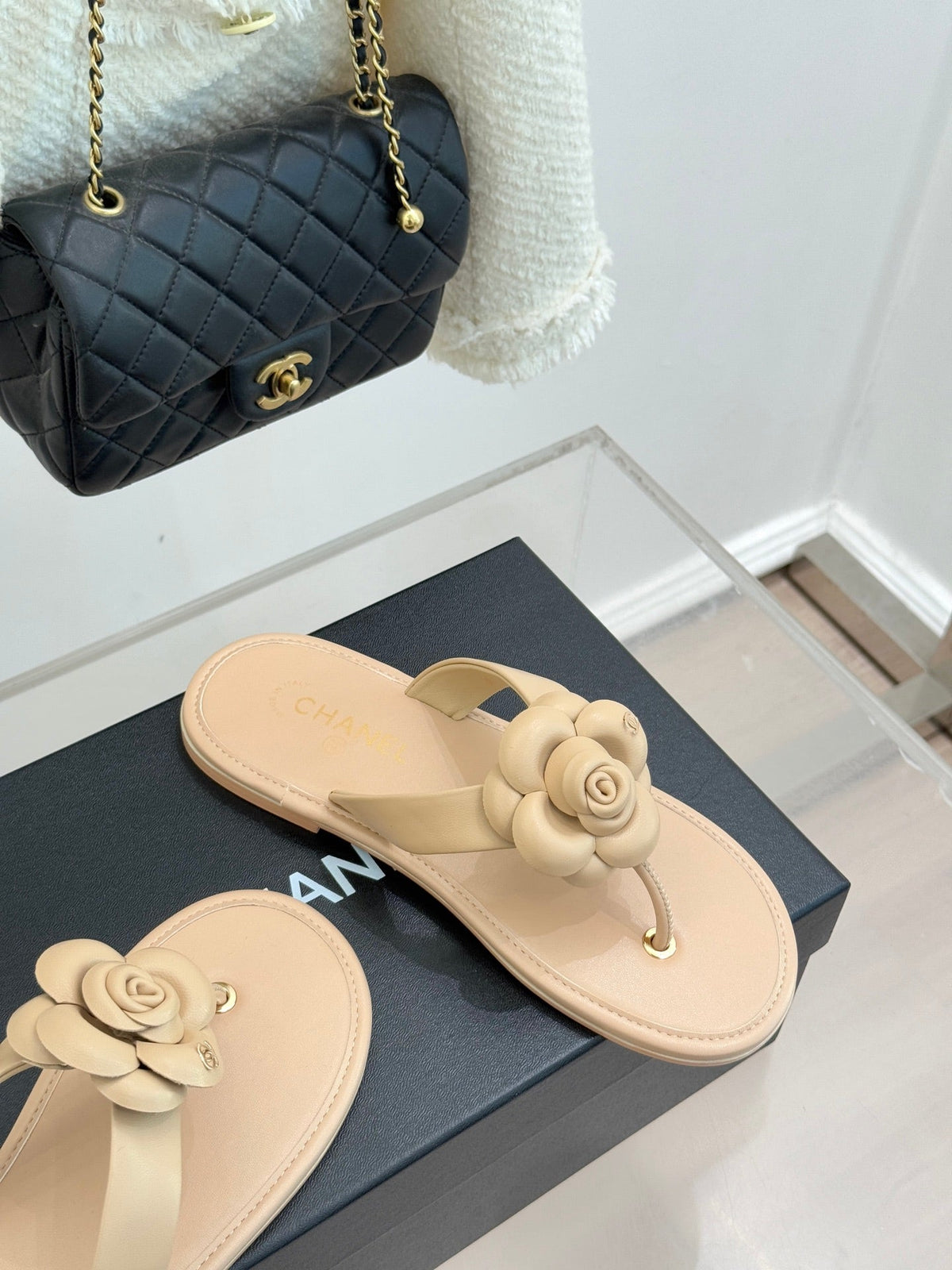 CC 26C Early Spring Camellia Slide Beige Calfskin