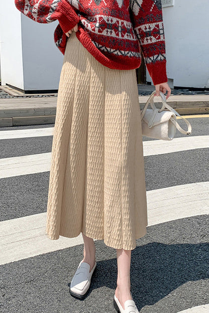 Pleated skirt slimming high-waisted mid-length with sweater A-line skirt
