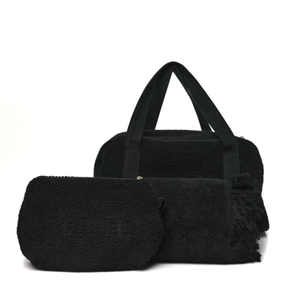 Terry Cotton CC Beach Duffel Towel Set Black