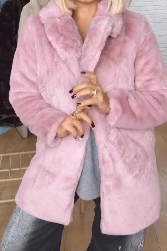 Faux fur collar loose coat