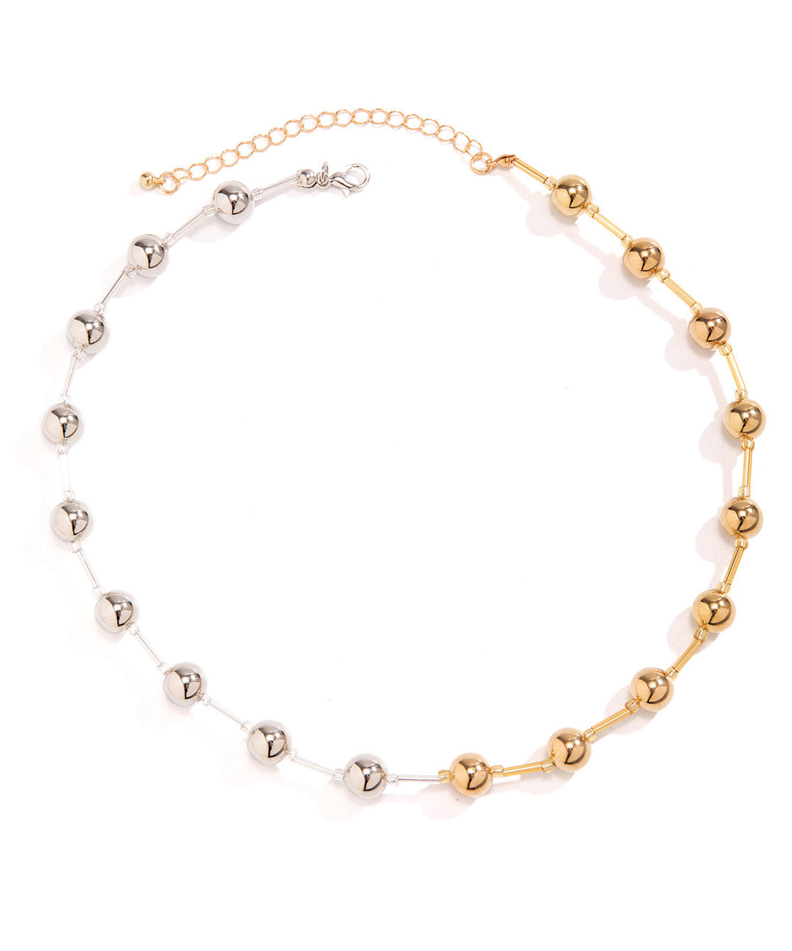 Exaggerated Punk Contrasting Bead Necklace Versatile Geome