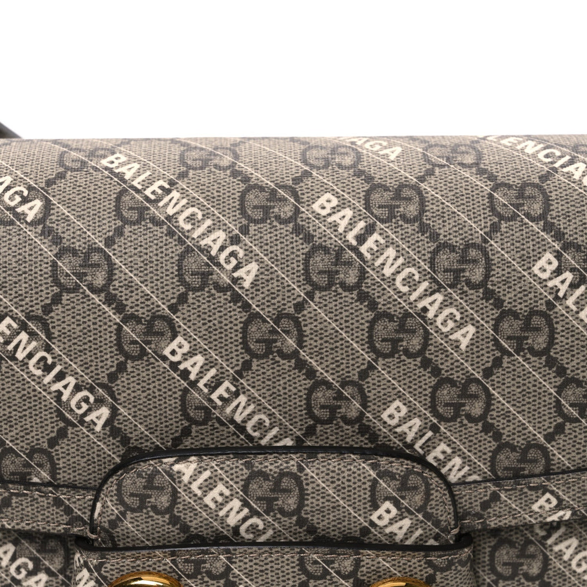 X BALENCIAGA GG Supreme Monogram Logo Print Horsebit 1955 Shoulder Bag Beige Ebony