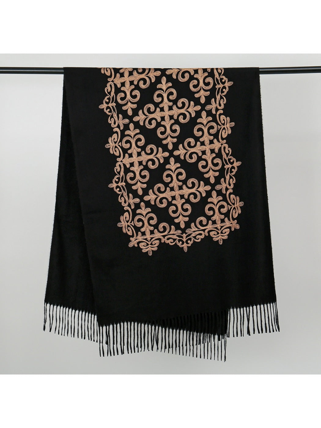 Sscarvii - Embroidered Tassel Winter Scarf