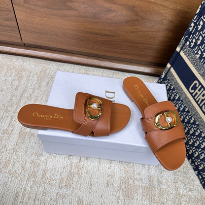 CD Montaigne Sandals Brown in Calfskin 598174