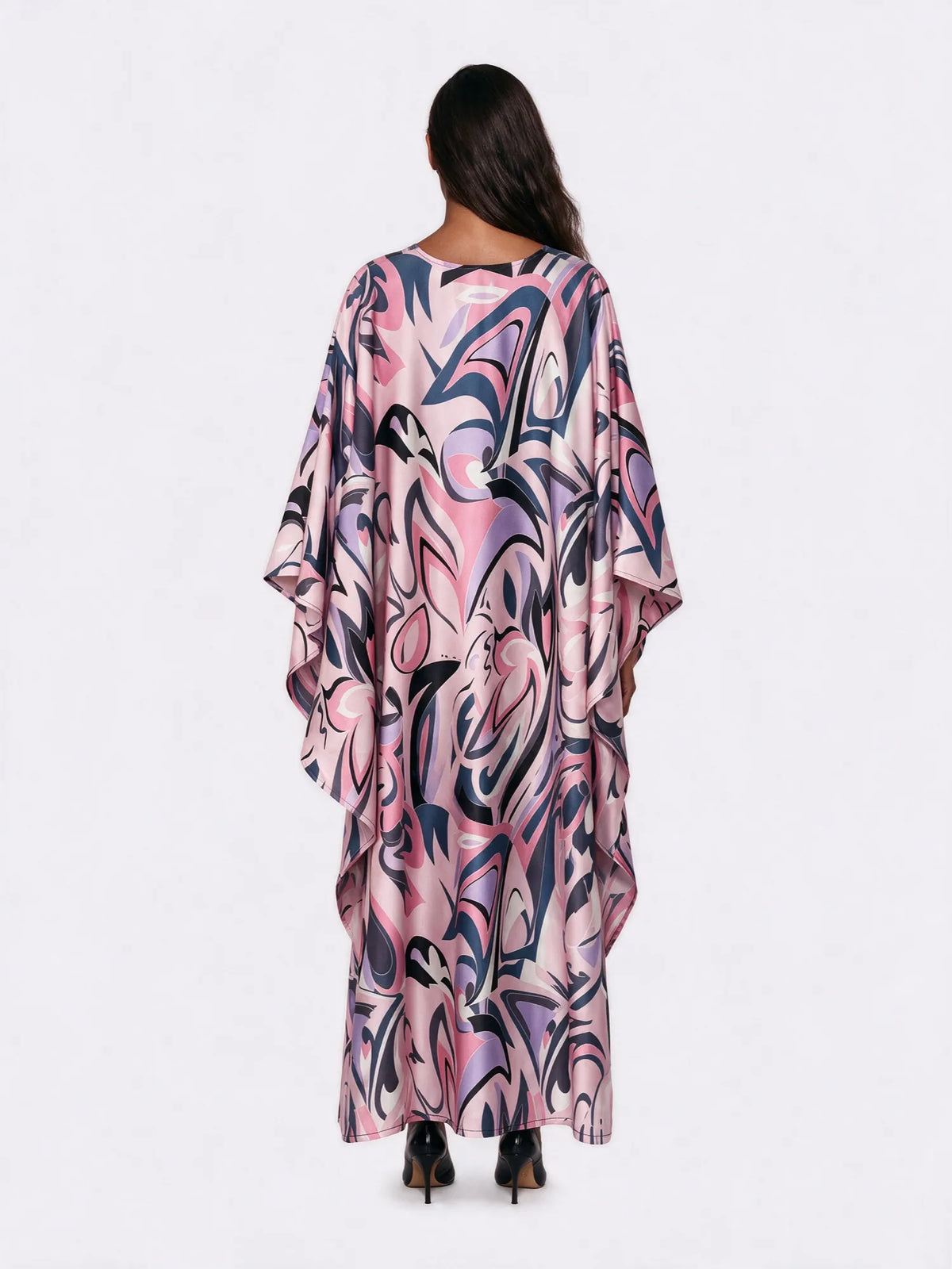 Layla Abstract Print Tassel Kaftan Maxi Dress