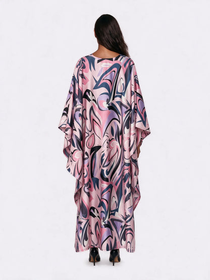 Layla Abstract Print Tassel Kaftan Maxi Dress