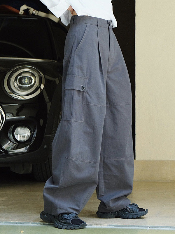 Leisure Fashion Wide Leg High Waisted Solid Color Pants