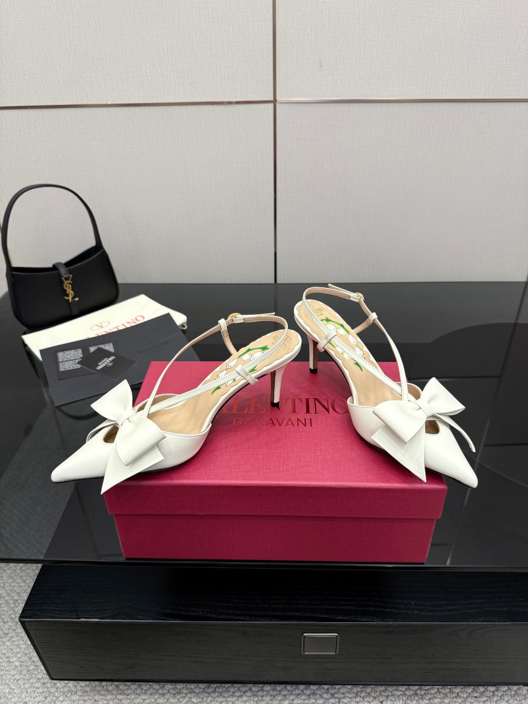 VT Bowow Slingback Pumps 85mm Ivory Leather
