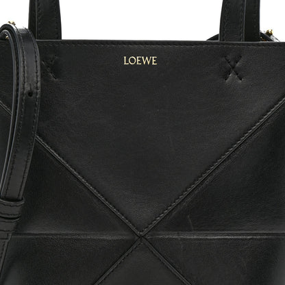 Shiny Calfskin Mini Puzzle Fold Tote Black