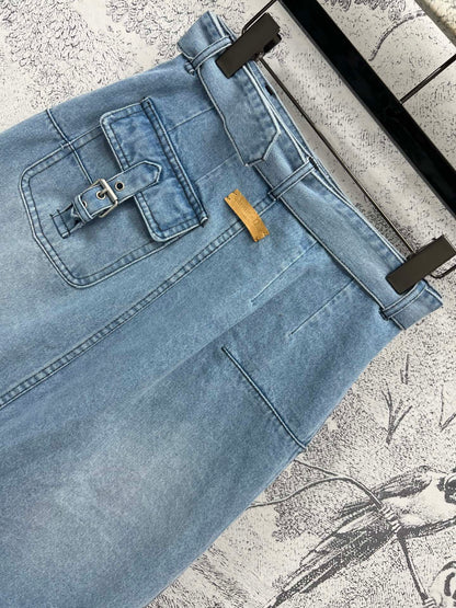CD 25 Denim Skirt Light Blue Cotton
