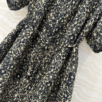 Celine Dress Black mix Beige Silk Viscose