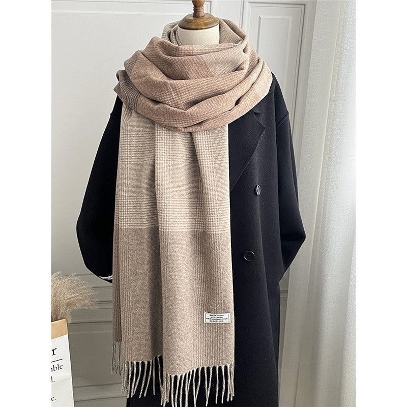 Plaid Fringe Shawl Scarf