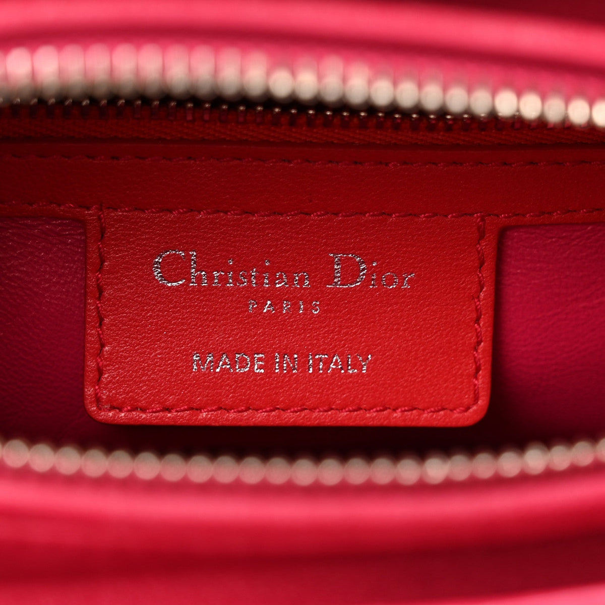 Lambskin Cannage Medium Bi-Color Lady Dior Orange Fuchsia