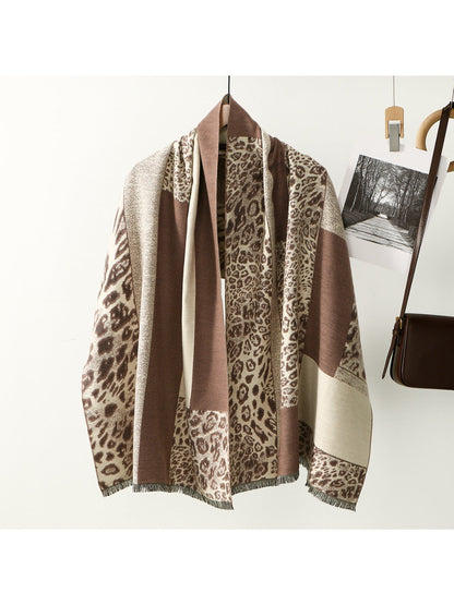 Sscarvii - Leopard Print Thick Winter Scarf