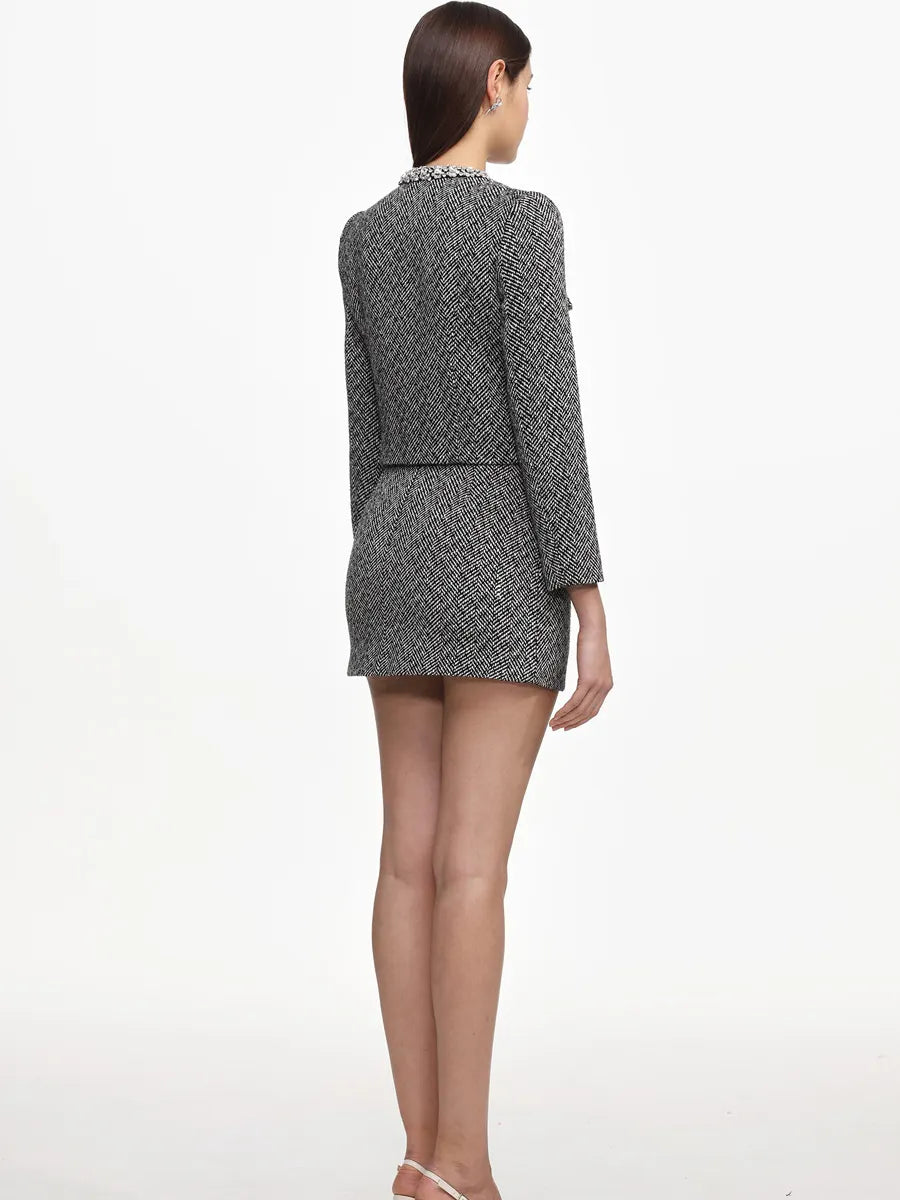 Fiona Classic Tailored Tweed Top And Skirt Two Piece Set