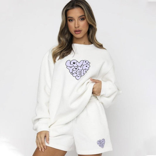 Casual Loose Round Neck Shorts Suit