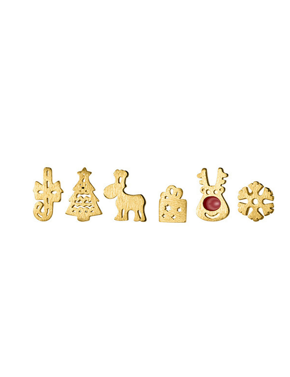 Cute Silver Mini Reindeer Christmas Earrings Set