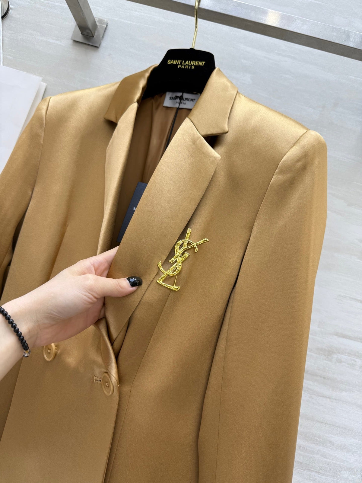 YSL 25 Suit Jacket Metallic gold Triacetate