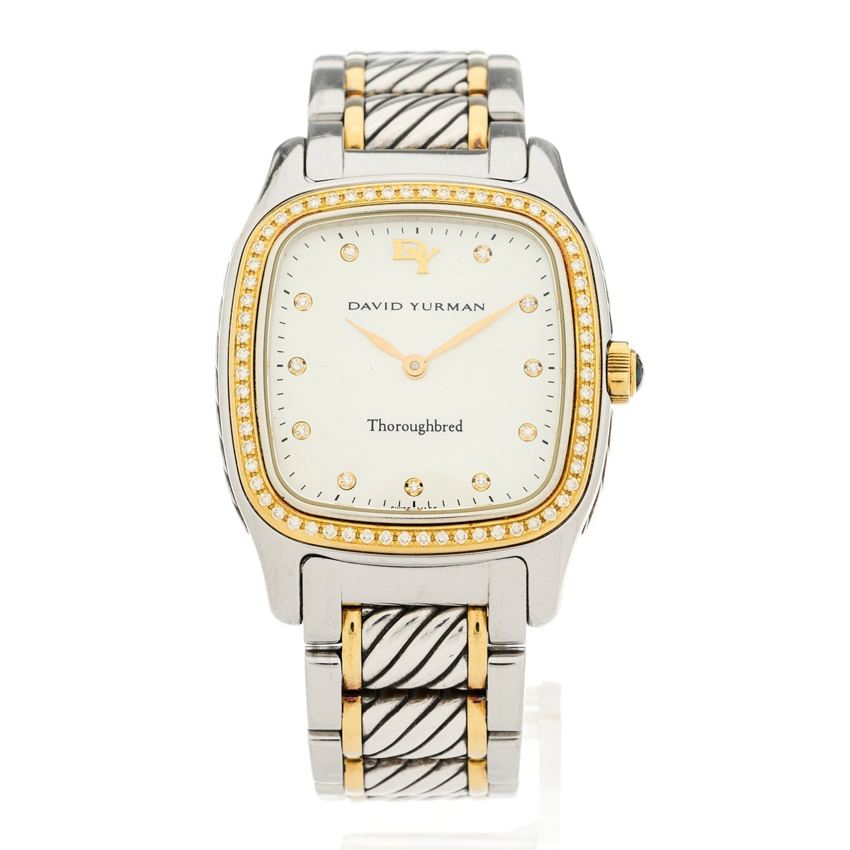 Stainless Steel 18K Yellow Gold Diamond Bezel Mother of Pearl 32mm Thoroughbred Quartz Watch