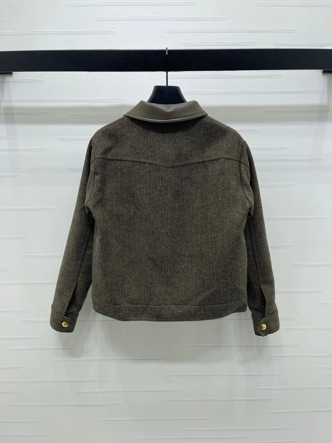 CELINE 25S PU LEATHER JACKET WITH LAPEL TRIM 0032