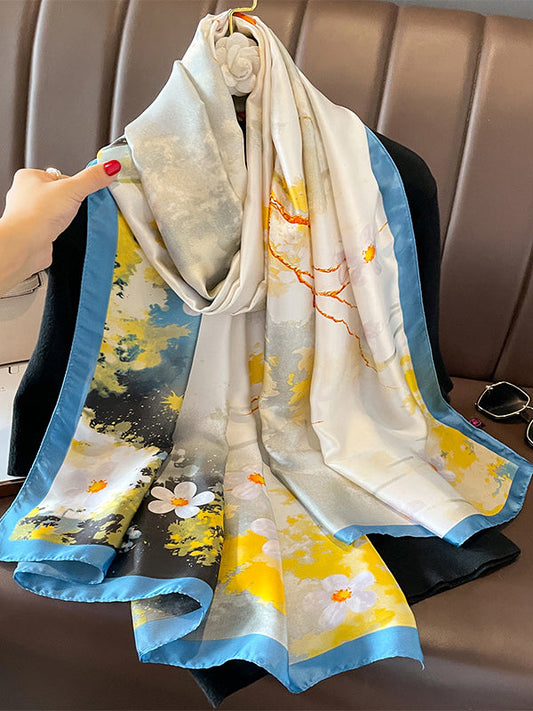 Flower Print Keep Warm Tie-Dyed Scarf