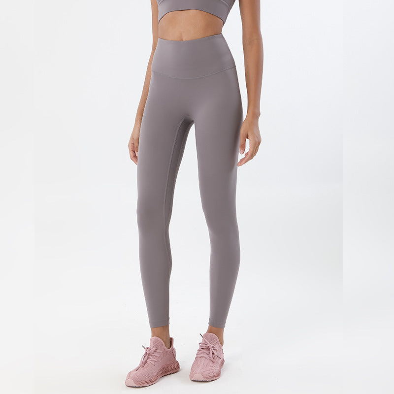 Grinding Nude Yoga Pants Female High-Waisted Hip Peach Hips Sports Fitness Pants
