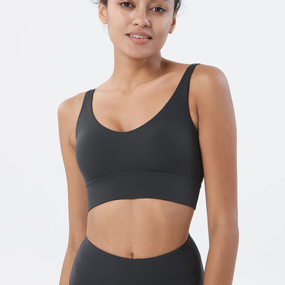 Deep V Beauty Back Sports Underwear Shockproof Gathering Yoga Bra Fitness Vest