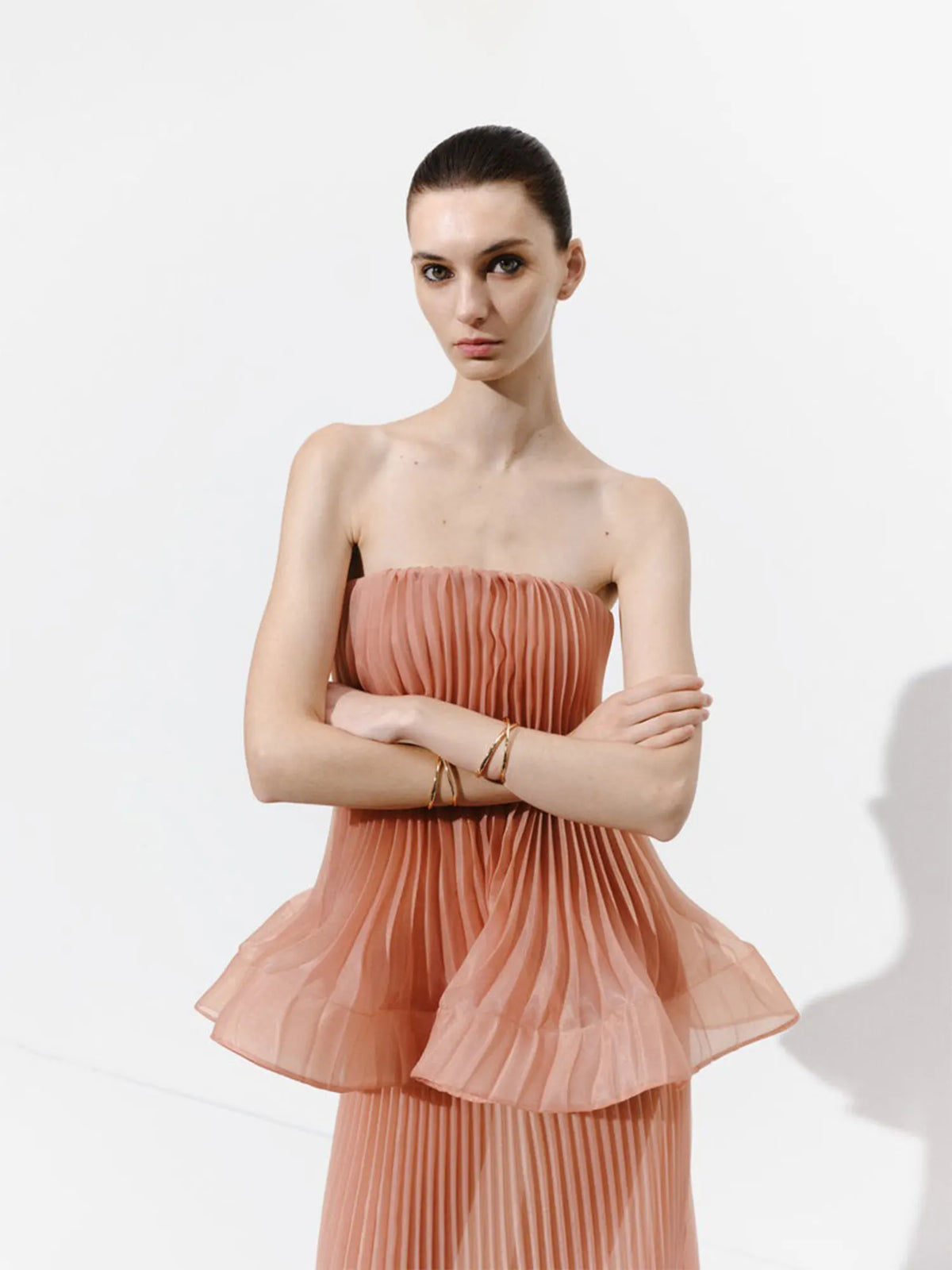 Maya Strapless Pleated Maxi Skirt Set
