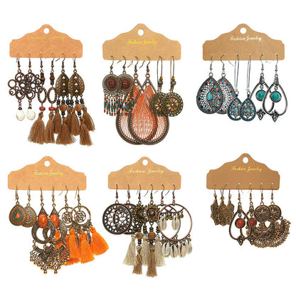 Bohemian Style Waterdrop Earrings Set Alloy Drop Earrings