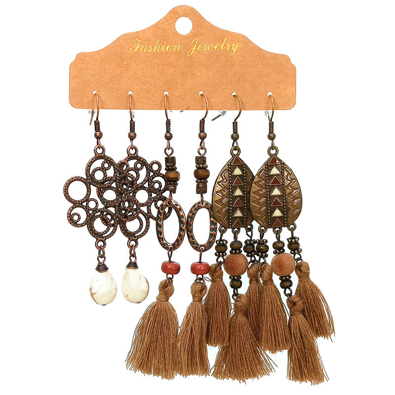 Bohemian Style Waterdrop Earrings Set Alloy Drop Earrings
