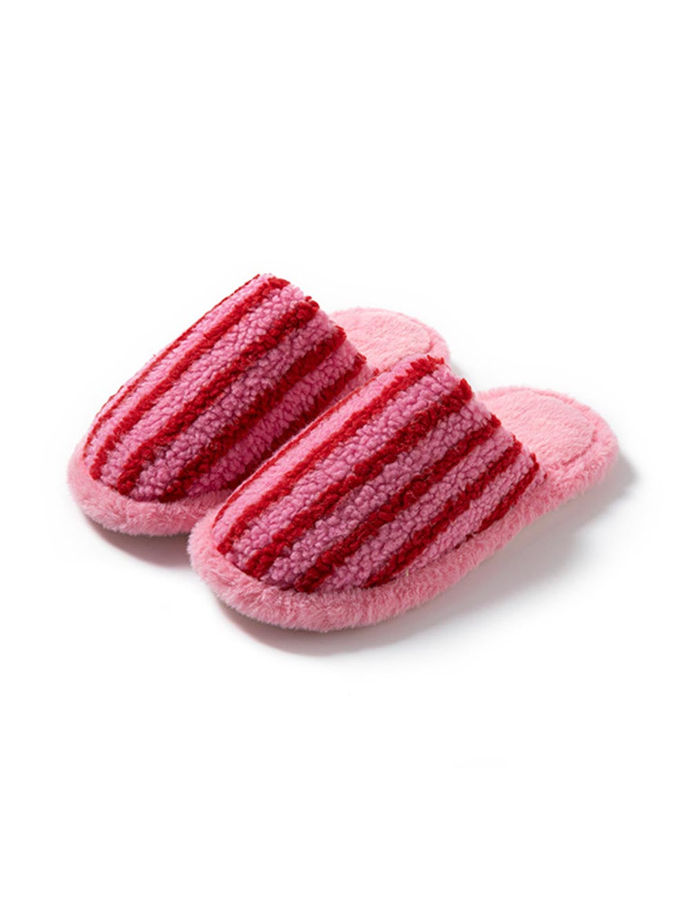 Striped Color Block Plush Soft Slippers