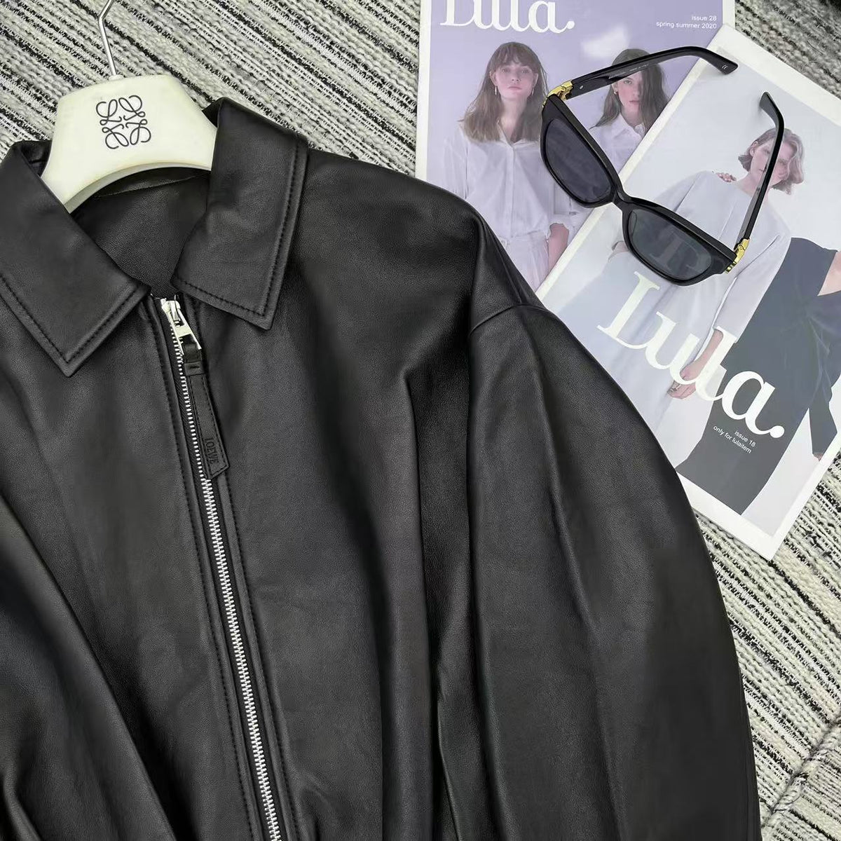 Loewe Draped Jacket Black Nappa Lambskin 348575
