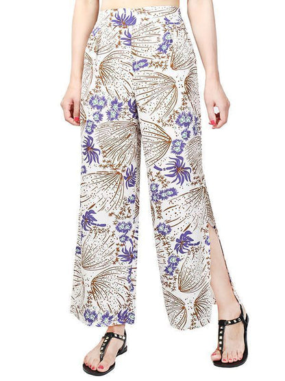 Pretty Chiffon Floral Split-Side Wide Leg Long Pant