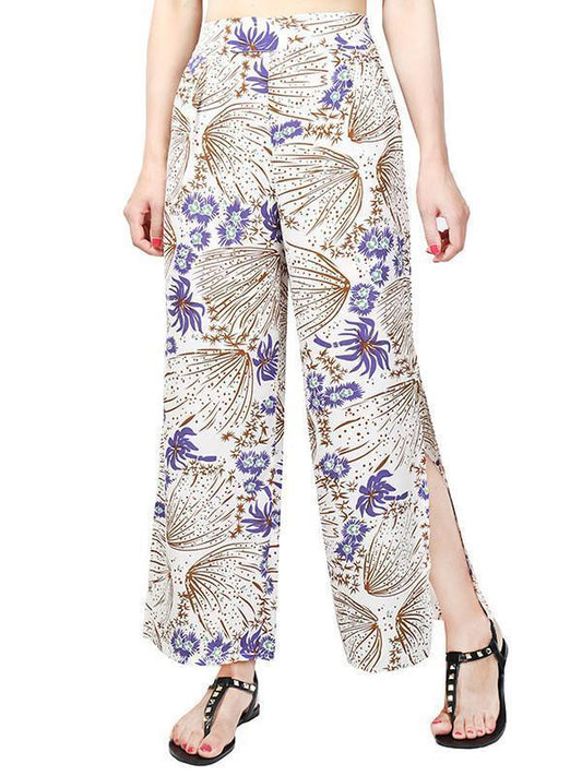 Pretty Chiffon Floral Split-Side Wide Leg Long Pant