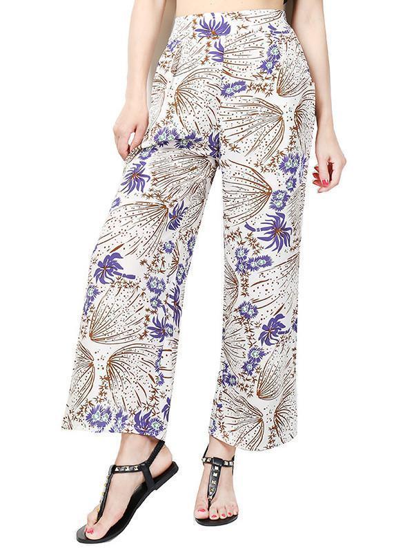 Pretty Chiffon Floral Split-Side Wide Leg Long Pant
