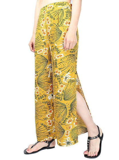 Pretty Chiffon Floral Split-Side Wide Leg Long Pant